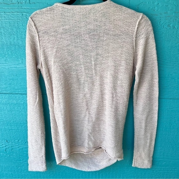 Free People Cream Gotham Faux Wrap Long Sleeve Textured Sweater Size XS - Picture 3 of 6